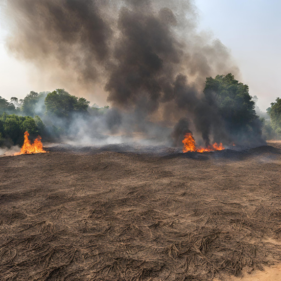 Agricultural residue burning in a field